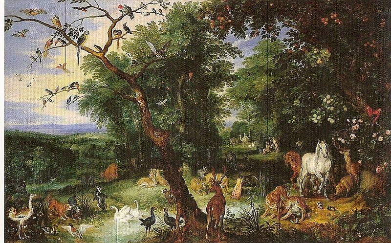 unknow artist Paradiesische Landschaft und Erbsunde oil painting image